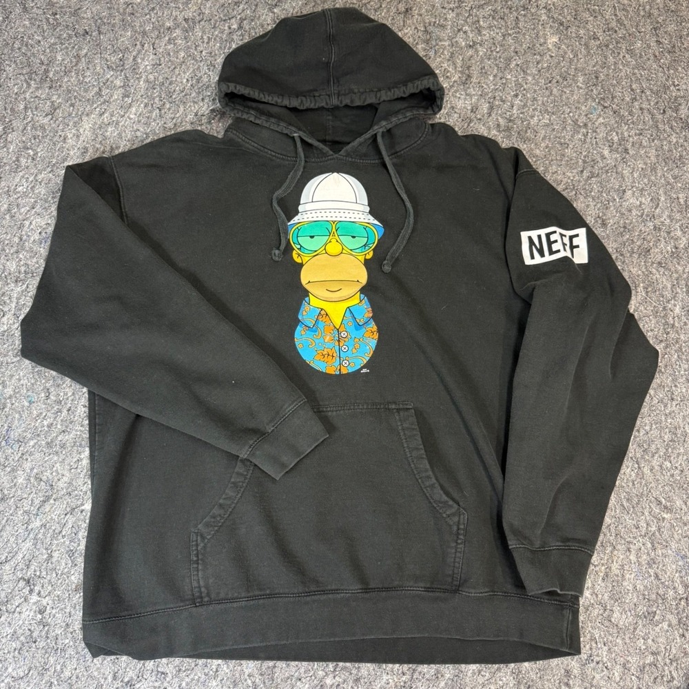 Neff The Simpsons Homer Simpson Hoodie Black Graphic Sweatshirt Mens XXL